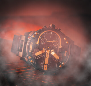 A stylish diesel watch close up shot, ideal for showcasing luxury products and men's fashion accessories.