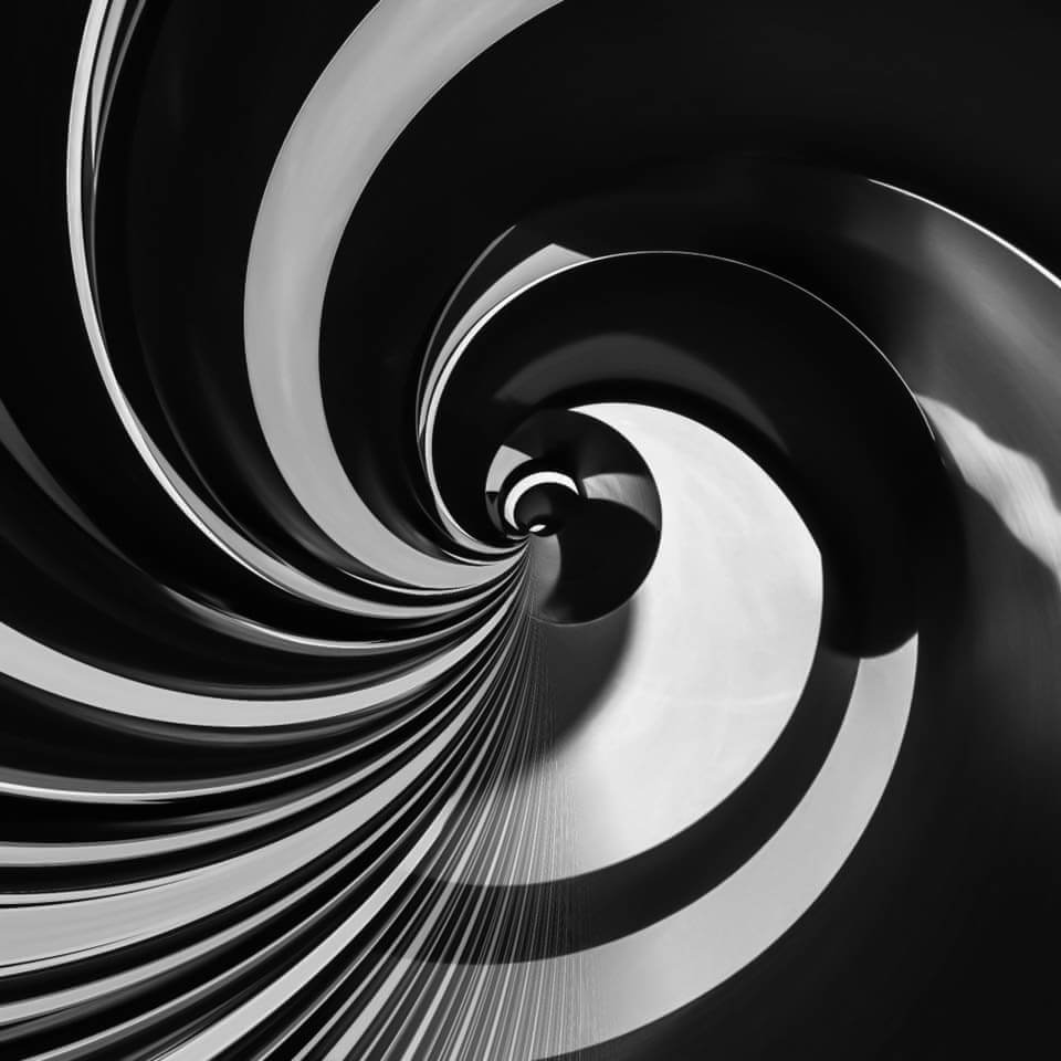 Abstract Black And White Spiral Tunnel Modern Architecture